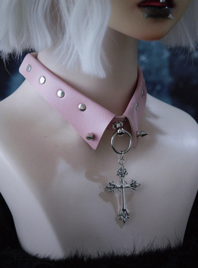 怪糖饰物集原创假领choker颈链粉