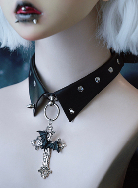 怪糖饰物集原创蝙蝠十字假领颈链