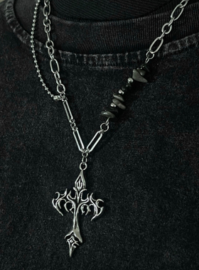 怪糖饰物集原创火焰十字项链