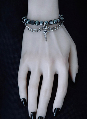 怪糖饰物集原创十字珠串链条手链