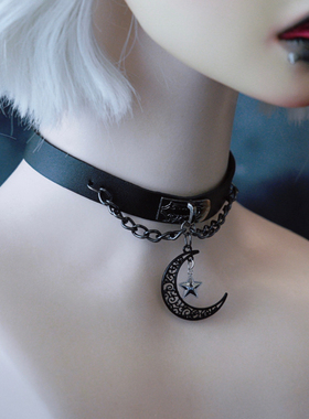 怪糖饰物集原创花纹星月吊坠颈链