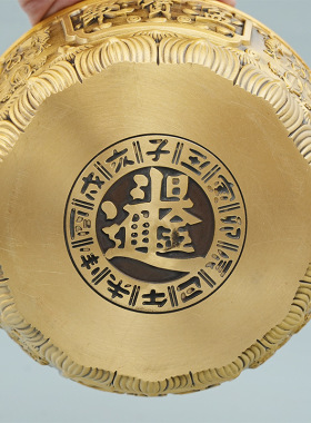 黄铜五福八卦聚宝盆客厅摆件