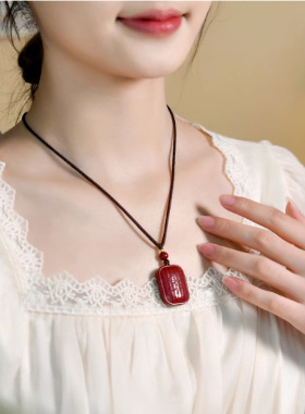 朱砂五条经文无事牌平安吊坠