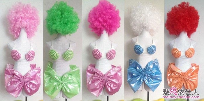 节日酒吧ds演出服女夜店B组舞队gogo秀性感大气蝴蝶结假发舞台装,淘宝优惠券,粉丝福利购,淘宝优惠卷