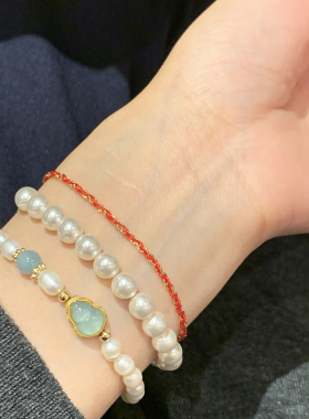 韩国进口东大门新款72W品牌红色手链纯银手绳饰品女