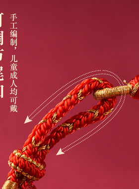 本命年小龙绳红绳手链手工编织手绳蛇年红色手绳转好运小红绳素圈