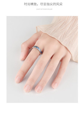 云尚服饰 925简约时尚梵高星空戒指韩版个性情侣开口对戒指