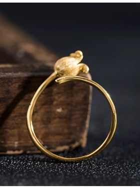 s925银原创设计简约时尚铁线莲戒指女国潮花卉指环饰品