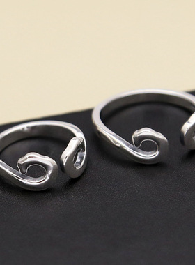 云尚服饰S925纯银饰品戒指光面紧箍咒钩针带线开口男女指环