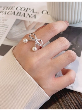 云尚服饰S925纯银韩式韩版时尚清新设计蝴蝶结小众百搭戒指