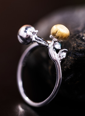 云尚服饰s925银原创设计国风简约柿柿如意戒指女个性时尚柿子指环