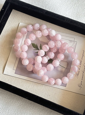 老矿马粉 天然马粉晶手链 老矿马粉手串