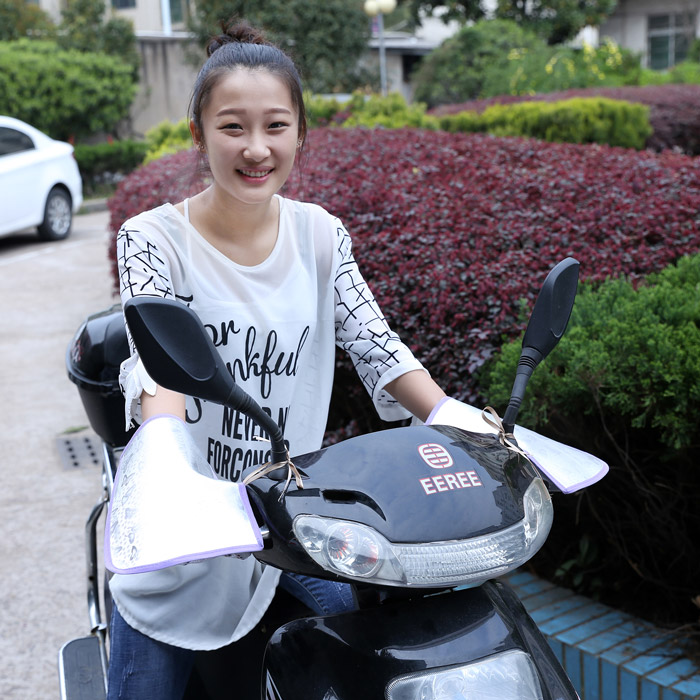 夏季电动车防晒手套女摩托车防紫外线遮阳防晒挡风防水手套车把套 - 图1