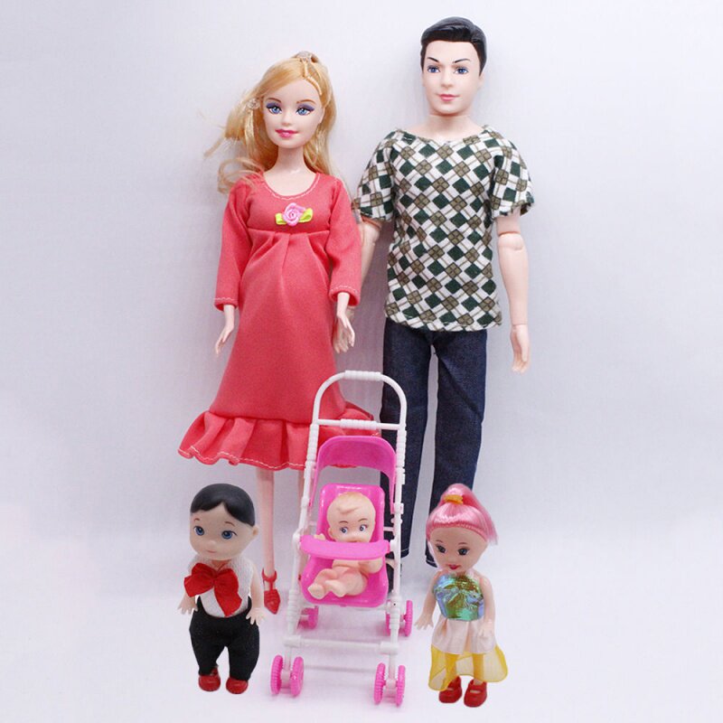 芭比娃娃家庭套装孕妇男儿童玩具 乐贝母婴专营娃娃/配件