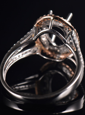 于凡珠宝 18K金镶嵌双色定制女士指环空托椭圆形8*6钻石戒环指托