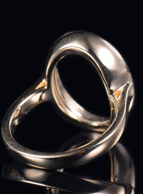 于凡珠宝 法式婚戒椭圆形10K金戒指简约戒指光面设计定制空托