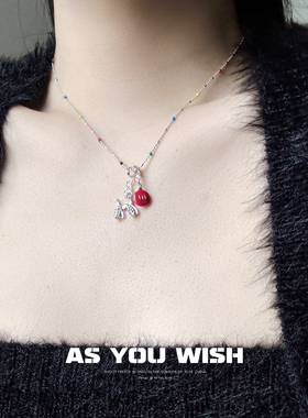 萌趣卡通红色气球狗项链