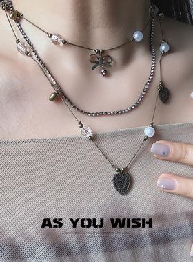 小众复古爱心多层项链