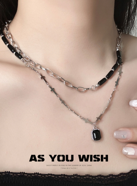 小众设计黑宝石双层项链