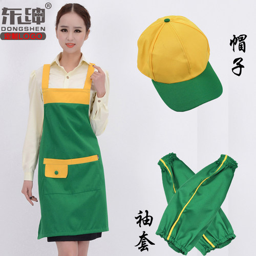 韩版新款生鲜连锁水果超市便利店工作服优品防静电围裙定制印LOGO - 图0