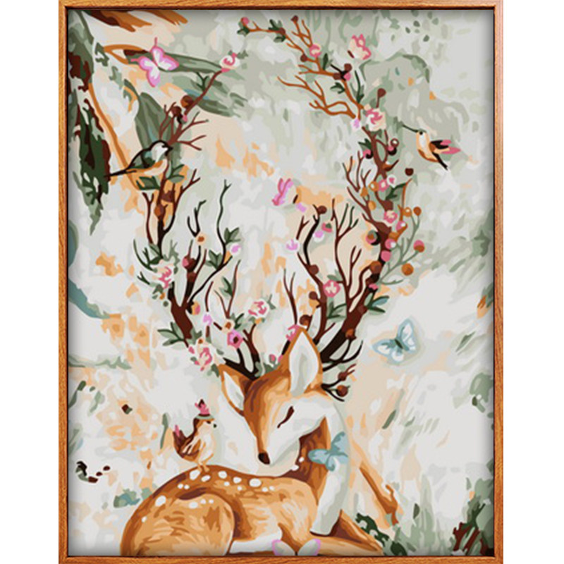 佳彩天颜 diy数字油画客厅墙面唯美个性手工绘填色装饰挂画梅花鹿