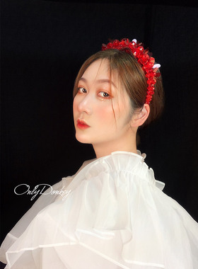 水晶串珠发箍晚宴夸张新娘头饰