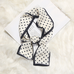小丝巾复古波点绑带