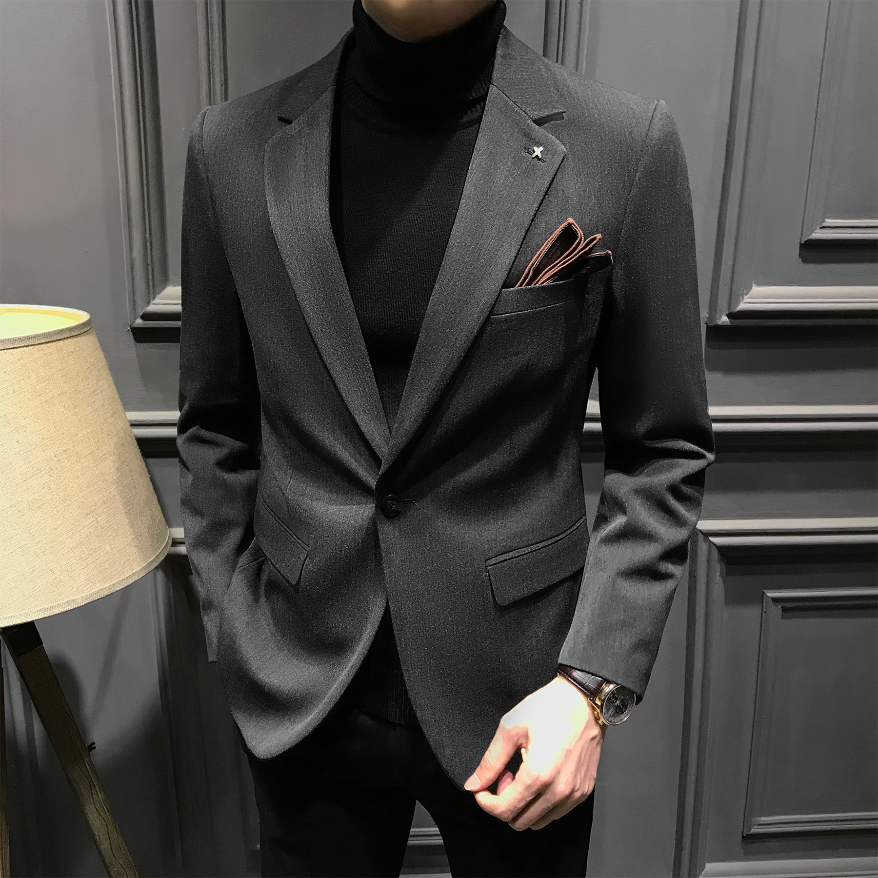 秋季高级男士西服修身痞帅西装韩版商务高端新款单西男装休闲外套,淘宝优惠券,粉丝福利购,淘宝优惠卷