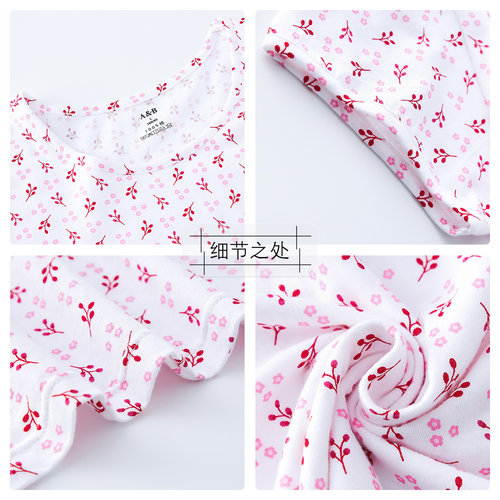 ab纯棉老人衫背心女士宽松加大码短袖T恤奶奶装全棉妈妈汗衫睡衣 - 图2