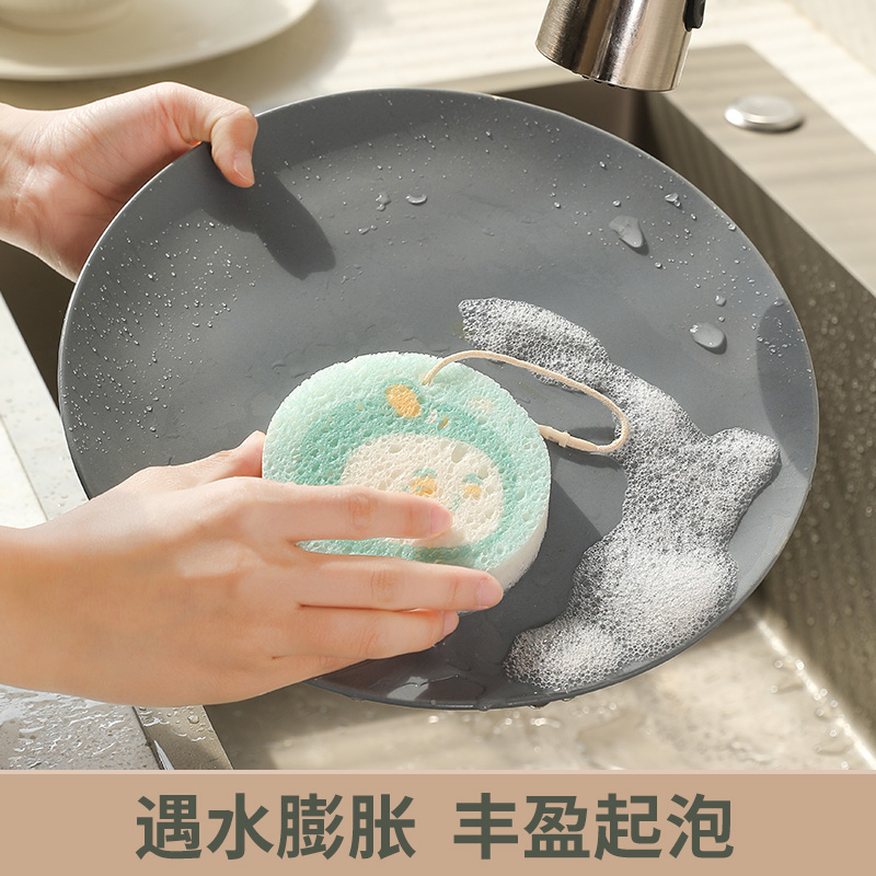 木浆洗碗海绵擦婴儿刷碗百洁布刷锅清洁神器压缩不易沾油清洁擦_519旗舰店_家庭/个人清洁工具-第3张图片-提都小院