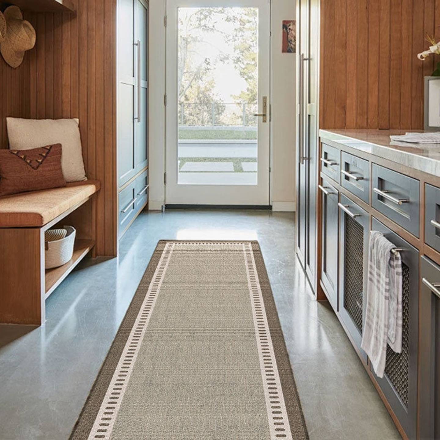 Linen kitchen non-slip, oil-absorbent and wash-free floor mat