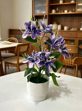 婚庆礼堂9朵茉莉仿真花盆栽