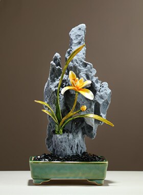 手工品 兰石雅韵摆件高级感工艺品新中式客厅玄关高档装饰品礼品