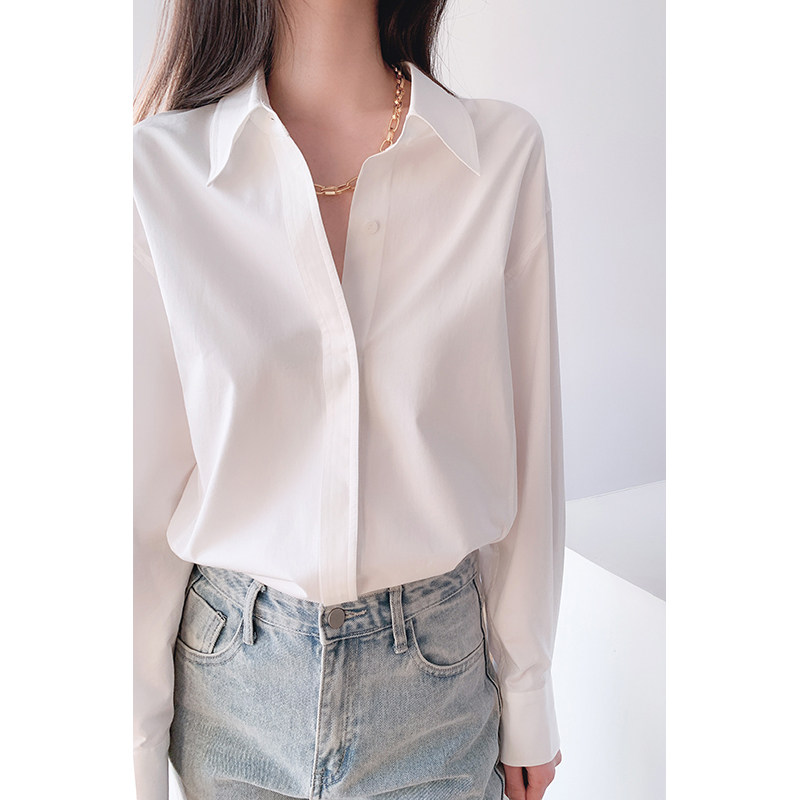 2022春装新款白色女设计感小众衬衫 嘉茱莉衬衫