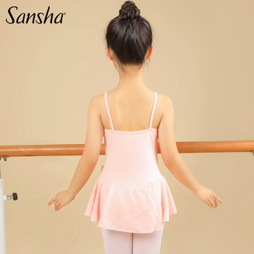 正品Sansha三沙儿童舞蹈服芭蕾舞吊带连体服纱裙中国舞考级练功服 - 图0
