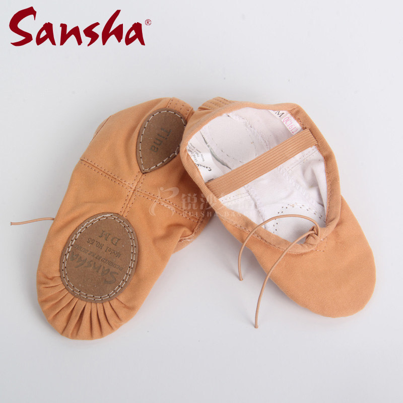 正品sansha三沙舞蹈鞋女软鞋幼儿练功鞋帆布面儿童芭蕾两底猫爪鞋,淘宝优惠券,粉丝福利购,淘宝优惠卷