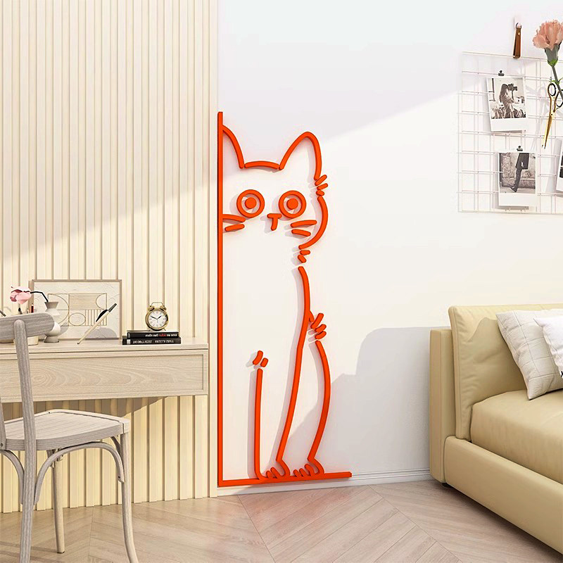 宠物店卡通猫咪背景墙面3d立体墙贴纸店铺猫咖装饰品儿童房间布置