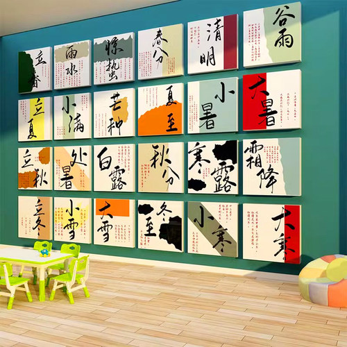 茶室背景墙二十四节气装饰画创意网红打卡围炉煮茶氛围拍照区布置 - 图2