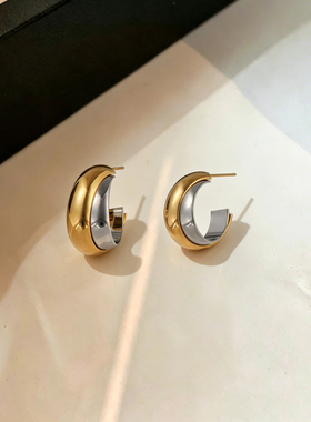 金银色C形耳圈耳环轻奢高级耳饰