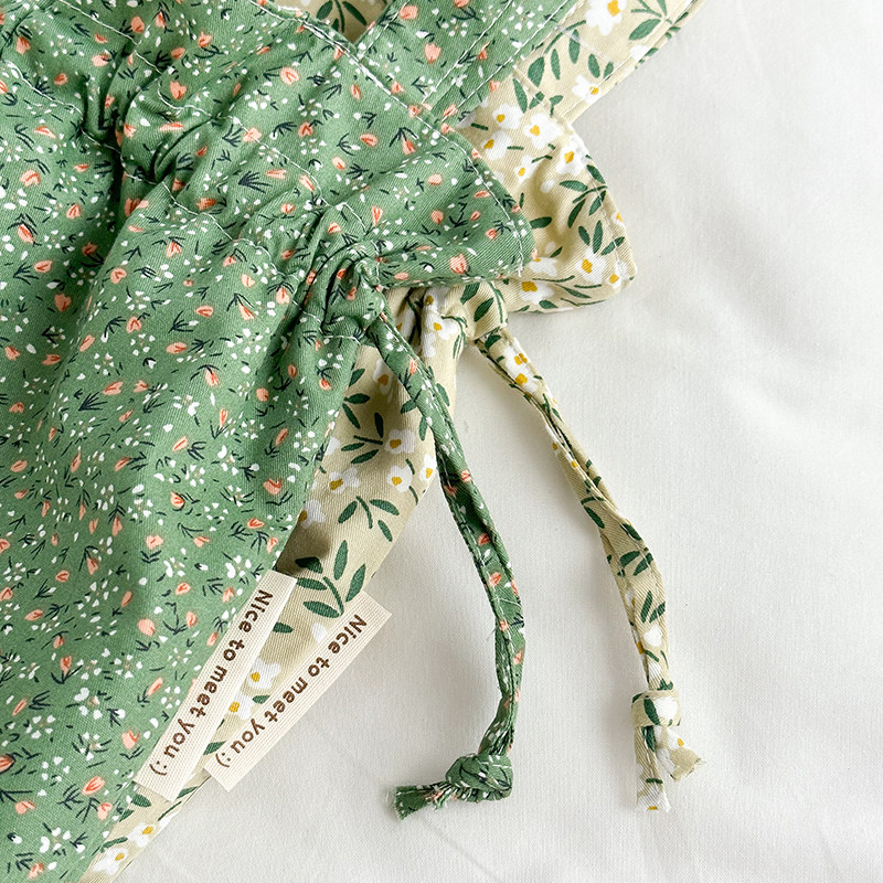 抹茶春日 2025棉布手拎包女 束口袋收纳小巧轻便春夏手提小包包,淘宝优惠券,粉丝福利购,淘宝优惠卷