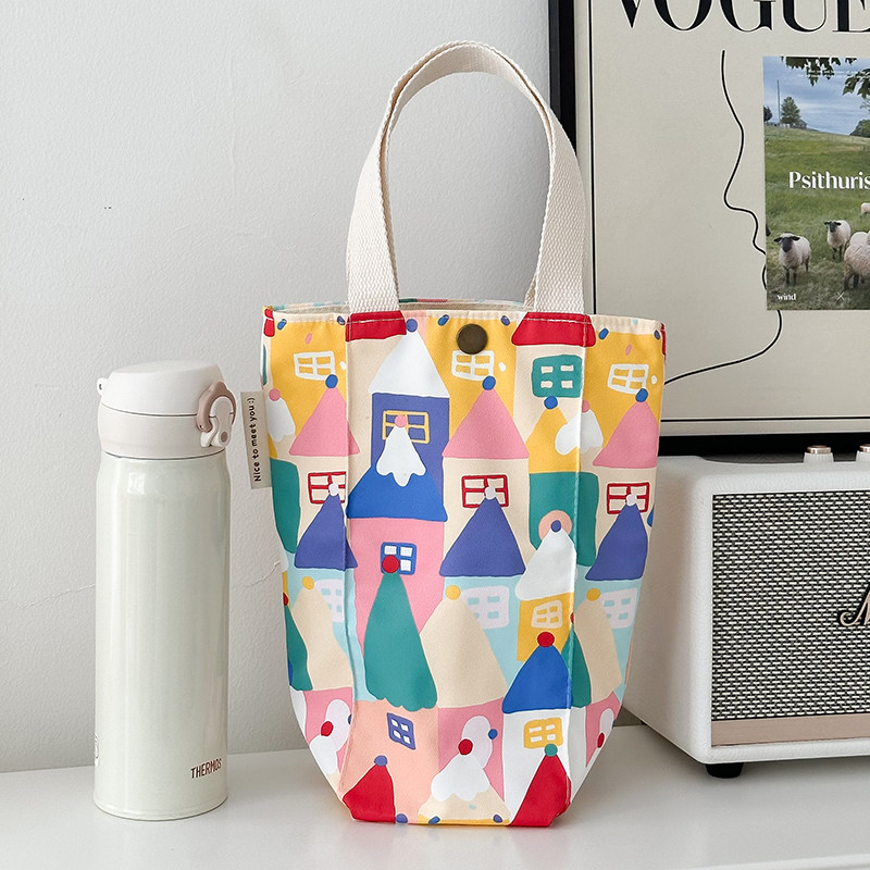 彩房子手拎水杯袋卡通韩版手腕包水壶焖烧杯保温杯奶瓶保护收纳袋,淘宝优惠券,粉丝福利购,淘宝优惠卷