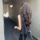 Bigyu retro chiffon polka-dot shirt ຄໍ V ຄົນອັບເດດ: commuting temperament OL sleeveless shirt loose top two-piece set