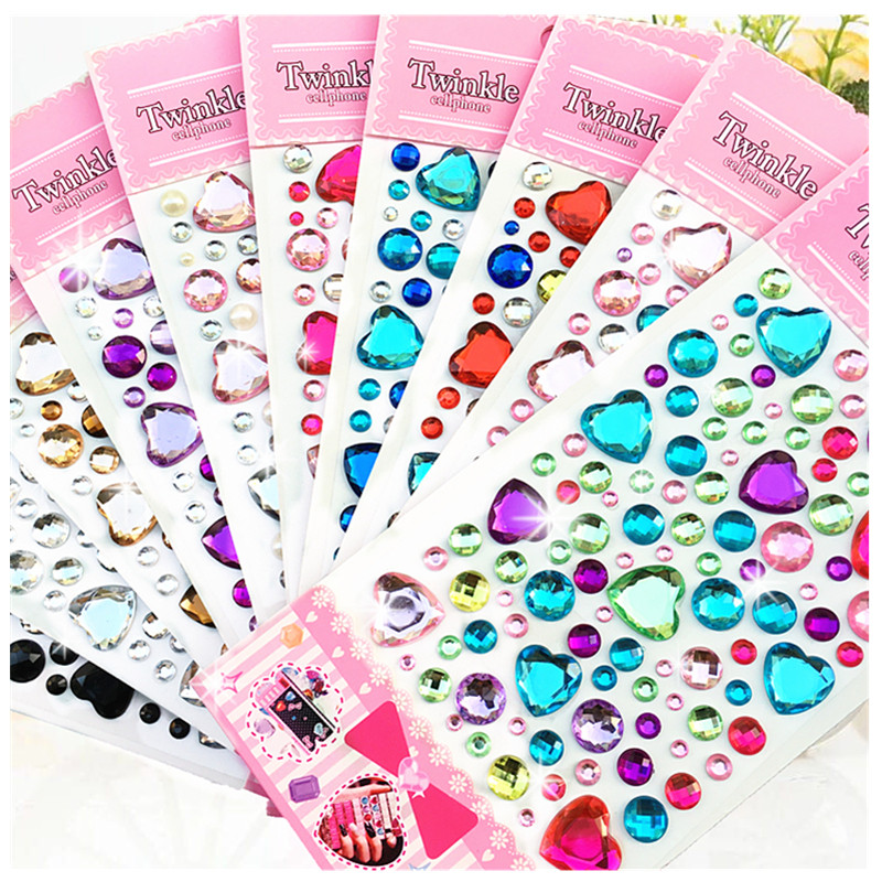 儿童舞台化妆钻石贴纸爱心梅花圆形装饰水晶贴画立体宝石手机粘贴,淘宝优惠券,粉丝福利购,淘宝优惠卷