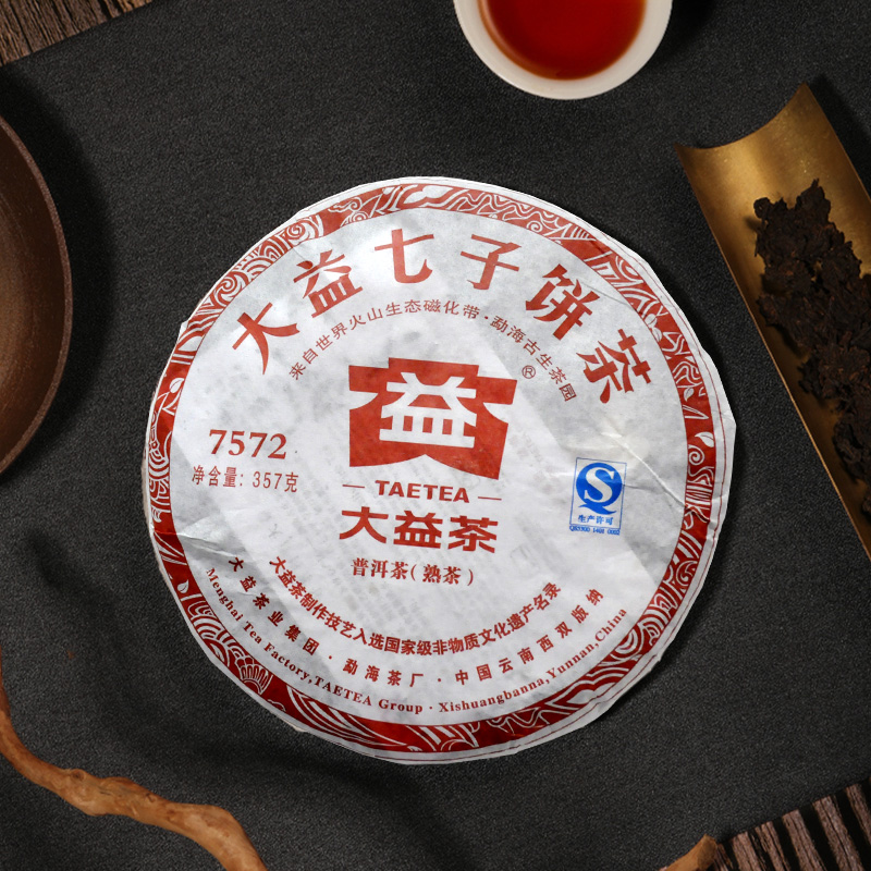 【经典老茶】大益普洱茶 7572普洱标杆熟茶357g（1201批次） - 图0