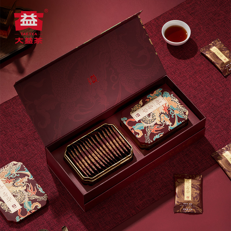 大益普洱茶 醇.芳华普洱熟茶散茶茶叶180g云南勐海高端新年礼盒装,淘宝优惠券,粉丝福利购,淘宝优惠卷