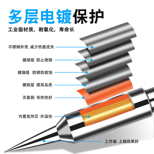 凯特森C210通用烙铁头精准控温刀头弯头尖头烙铁电烙铁快速升温 - 图2