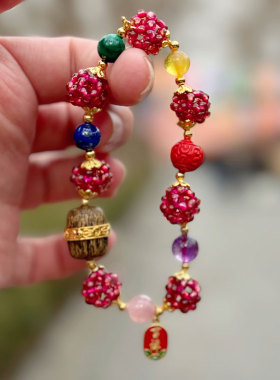 雍北京法物流通处石榴石红色手串手链送女朋友首饰送老婆七夕礼物