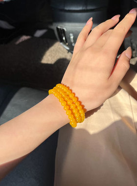 雍法物流通处黄玉手串健康保平安转运珠手链送长辈女朋友生日礼物