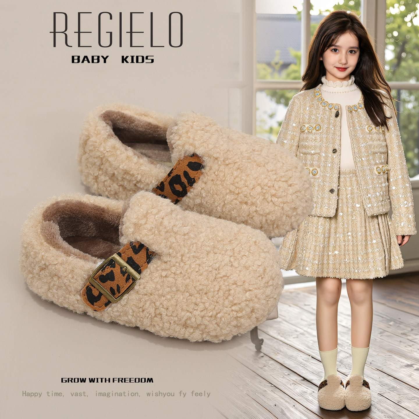 女童毛毛鞋外穿2025冬季新款儿童鞋子二棉加绒豆豆鞋冬鞋宝宝鞋潮,淘宝优惠券,粉丝福利购,淘宝优惠卷