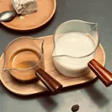 Стекло маленькое молочное чашка мини -молочный горшок японский стиль деревянный ручка